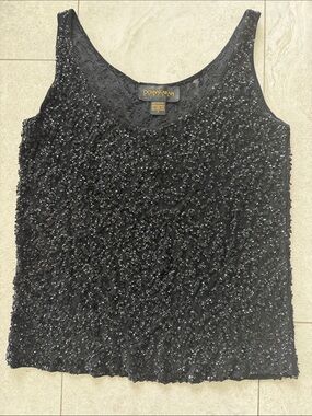 Donna Karan Black Sequin Embellished Camisole Vintage sz P